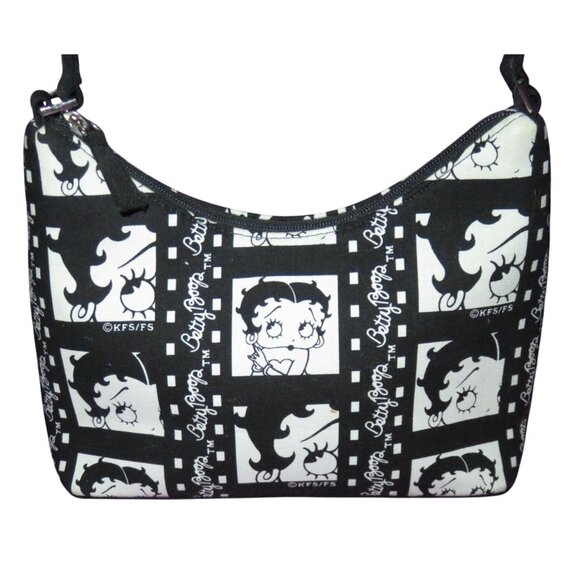 Betty Boop Y2K Black & White canvas & vegan leather handed structured satchel - Picture 1 of 10